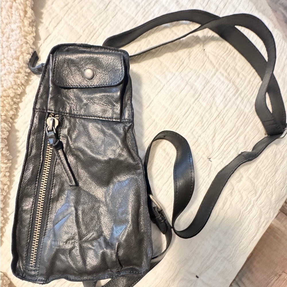 NWOT - Free People Black Leather Crossbody Bag